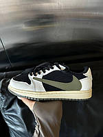 Мужские кроссовки Air Jordan 1 Retro Low Travis Scott White Black Olive DZ4137-106