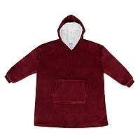 Халат плед согревающий для двоих с рукавами snuggie Худи плед трансформер одеяло для взрослых ,Цвет: красный