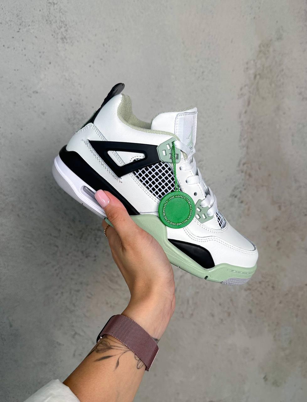 Жіночі кросівки Джордан Jordan 4 White Black Green ALL11228, фото 1