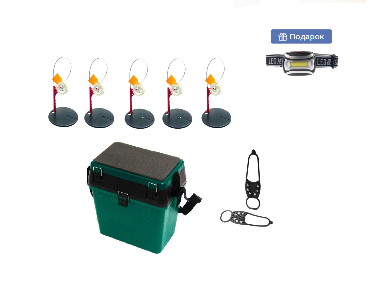 Жерлиця зимова  оснащена 5шт  в ящику для риболовлі на щуку, фото 1