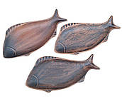 Блюдо для риби набір 3 шт з кераміки - гончарний посуд 22 см з червоної глини