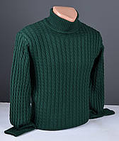 Мужской свитер зелёный | Мужской гольф вязанный | Свитер под горло 9017