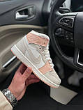 Жіночі кросівки Джордан Jordan 1 High Grey Pink White (хутро) ALL09929, фото 6