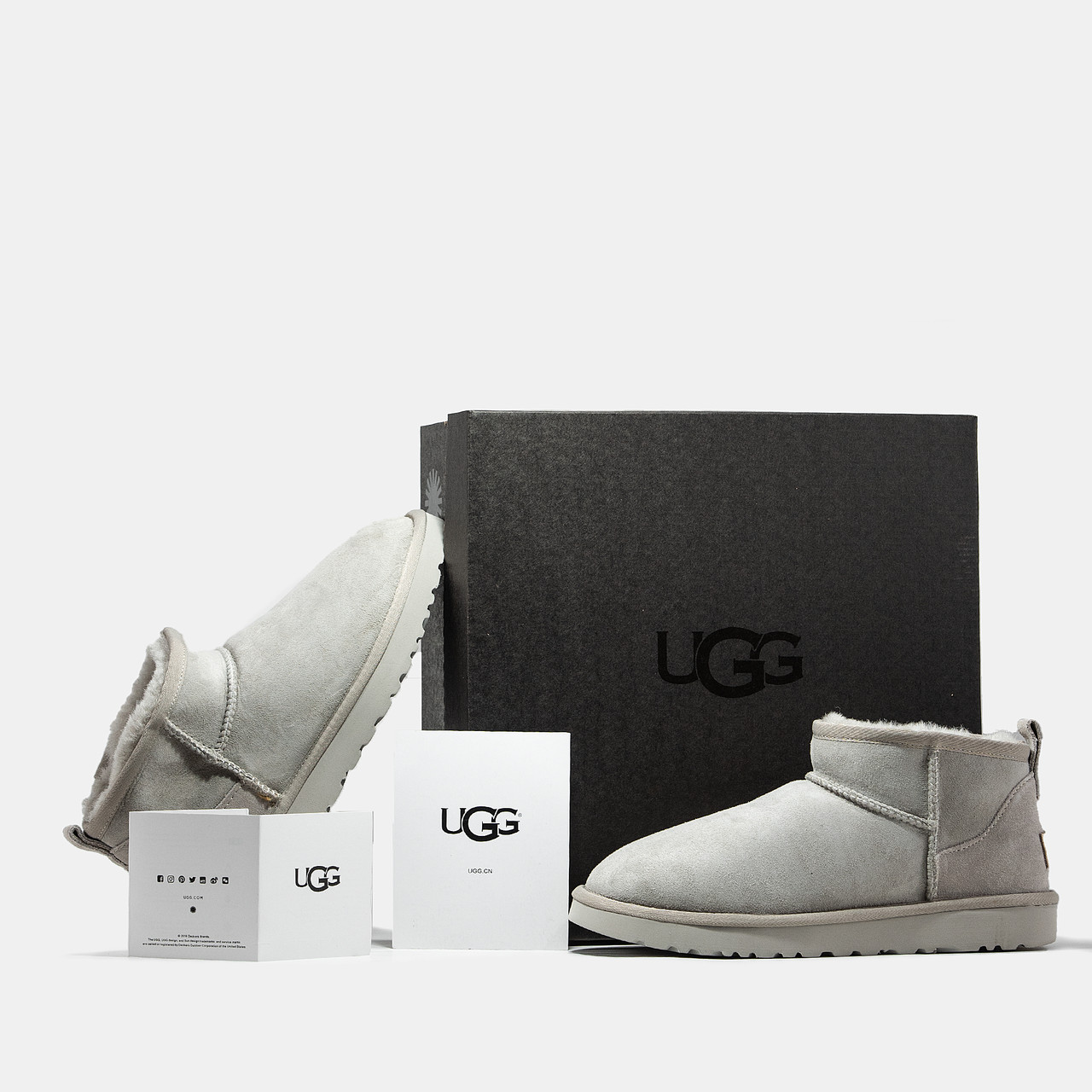 Жіночі угги UGG Ultra Mini Milk Light Grey (c мехом) ALL10010