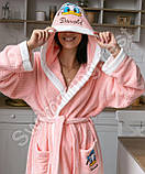 Жіночий банний халат мікрофібра смужка Рожевий  Donald, фото 3