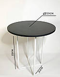 Круглий журнальний столик - Лофт, білий каркас, стіл сірий, фото 4