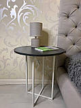 Круглий журнальний столик - Лофт, білий каркас, стіл сірий, фото 2