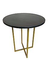 Круглый журнальный столик - Лофт, золотой каркас, стол серый