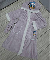 Дитячий банний халат мікрофібра велсофт Ліловий  Donald 8-12 років