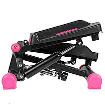 Степпер поворотний (міні-степпер) з еспандерами SportVida SV-HK0360 Black/Pink, фото 5