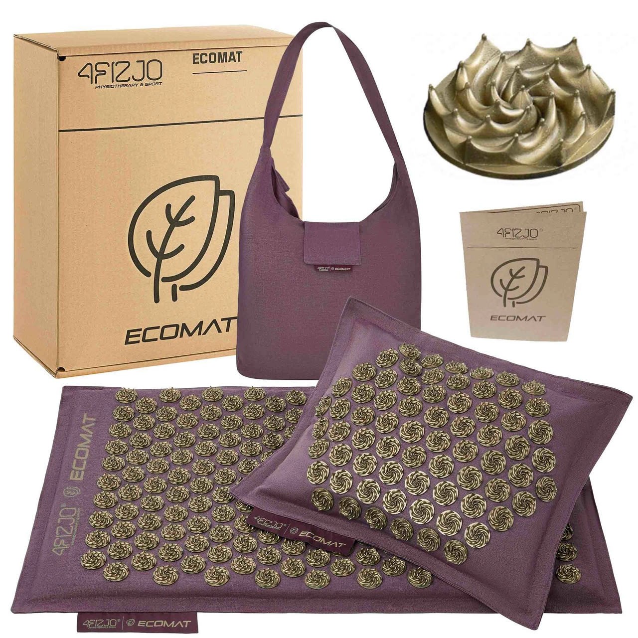 Килимок акупунктурний з подушкою 4FIZJO Eco Mat Аплікатор Кузнєцова Wine Red/Gold (P-5907739312907)
