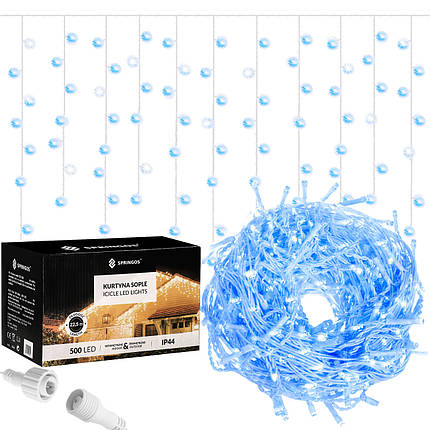 Гірлянда бахрома вулична (зовнішня) Springos 20 м 500 LED + Flash CL0518 Blue, фото 1