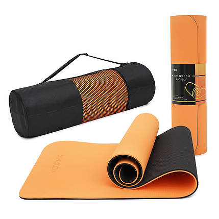 Килимок спортивний Cornix TPE 183 x 61 x 1 см для йоги та фітнесу XR-0091 Orange/Black, фото 1
