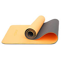Килимок спортивний Cornix TPE 183 x 61 x 0.6 см для йоги та фітнесу XR-0001 Orange/Black, фото 6