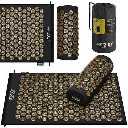 Килимок акупунктурний з валиком 4FIZJO Classic Mat Аплікатор Кузнєцова Black/Gold (P-5907739314987), фото 1