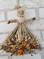 Кукла из натуральних материалов, оберег для дома, мотанка из сухоцветов, 25 см