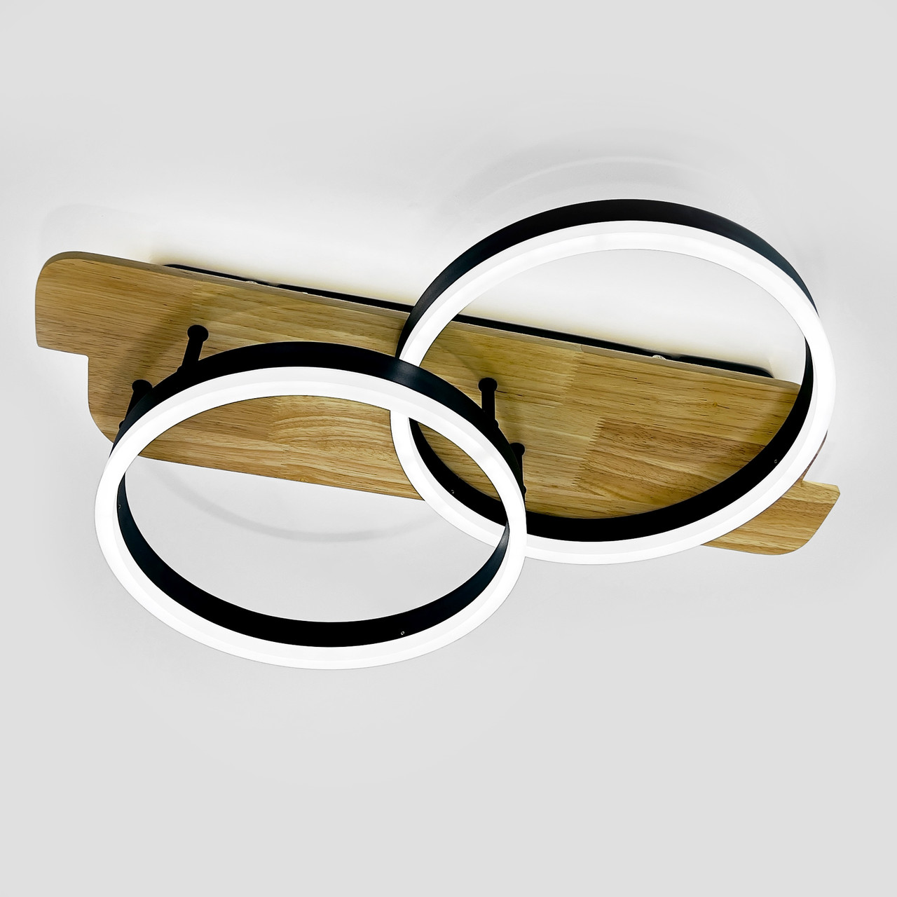 Led люстра до18 м² з пультом та дерев'яною основою WOODY 80W-2R-BLACK/WOOD