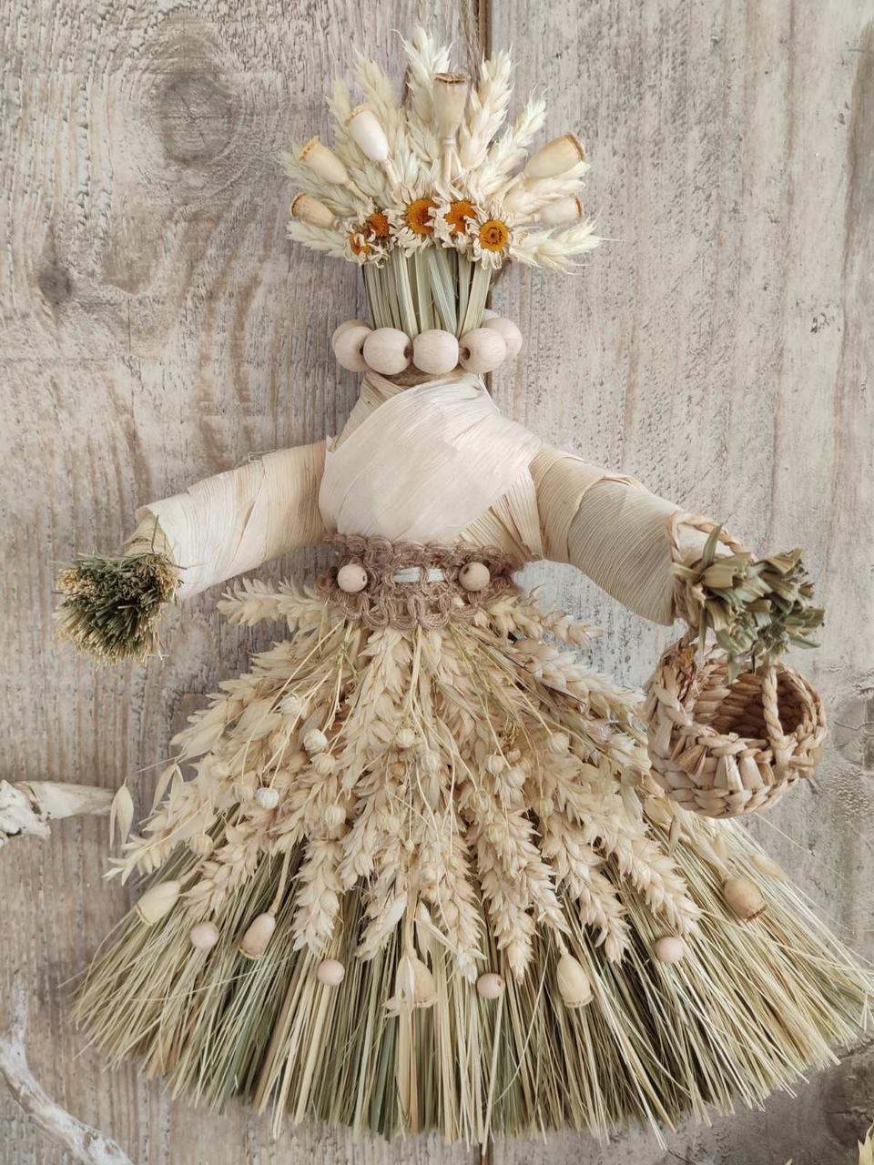 Кукла з натуральних матеріалів, оберіг мотанка мотанка з сухоцвітів,32-34 см