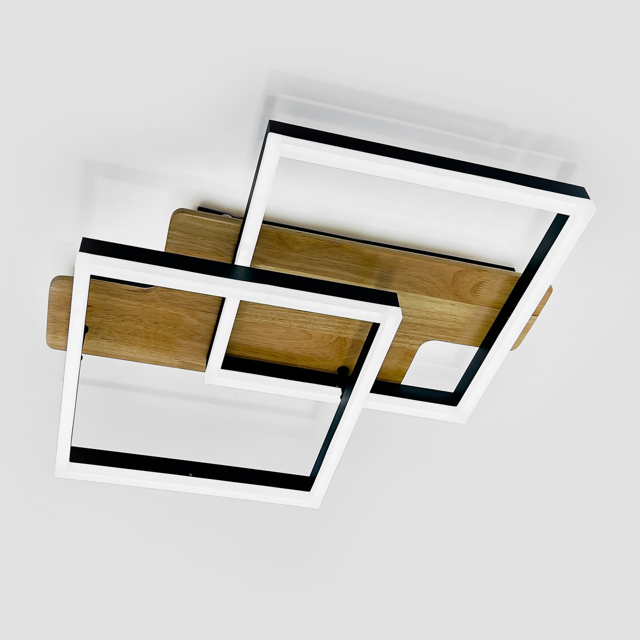 Led люстра до18 м² з пультом управління WOODY 85W-2S BLACK/WOOD