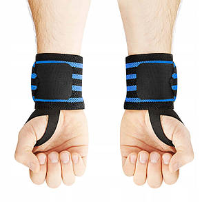 Бинти для зап'ясть (кистьові бинти) 4FIZJO Wrist Wraps Black/Blue (P-5907739317445), фото 3