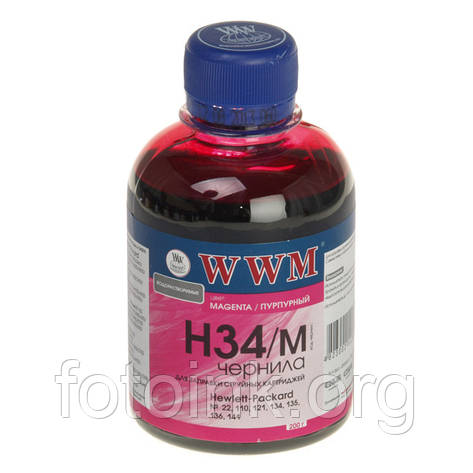 Водорозчинні чорнила WWM для HP (H34/M), Magenta 200г, фото 1