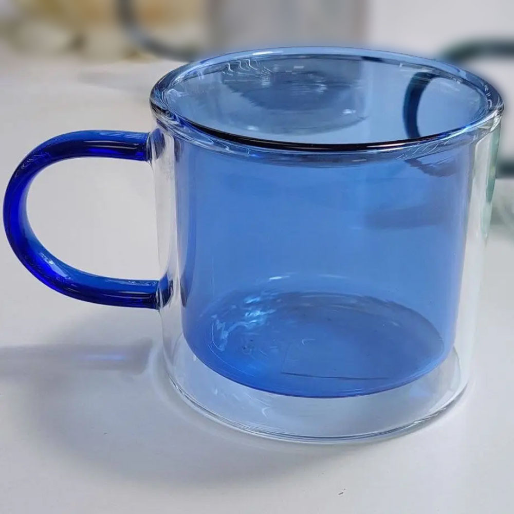 Скляна чашка з подвійним дном "Ейфорія", 250 мл Синій