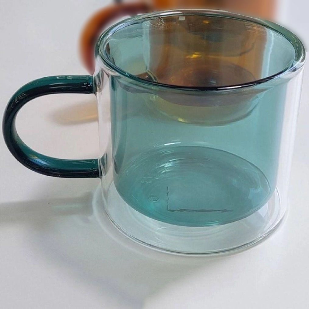 Скляна чашка з подвійним дном "Ейфорія", 250 мл Бірюзовий