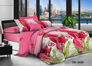 Рожевий тюльпан - Бязь 3D - Двухспальний комплект постільної білизни
