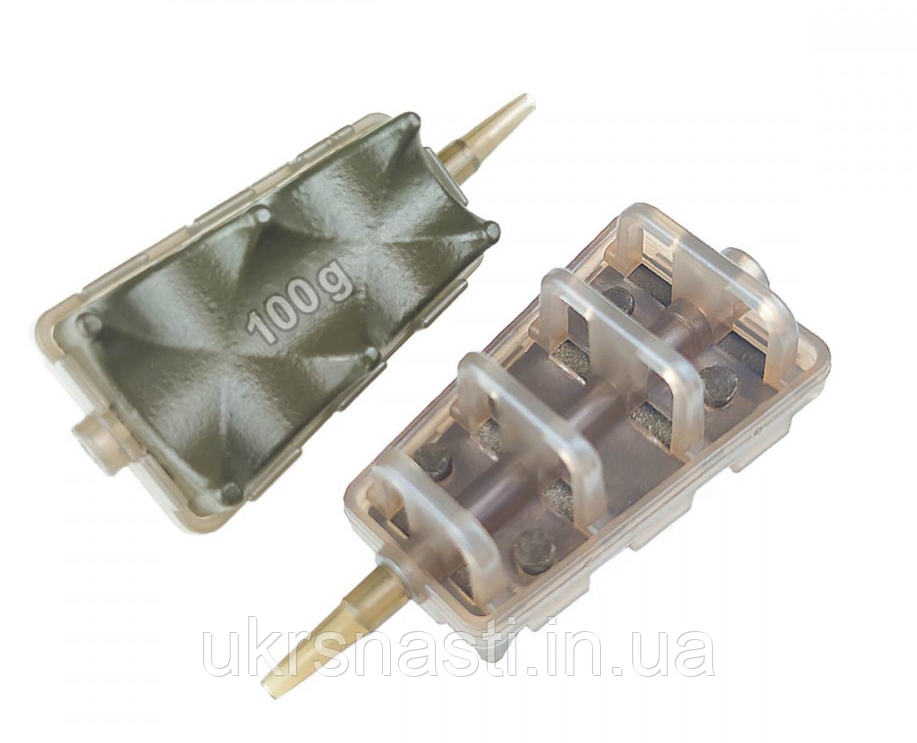 Годівниця фідерна річка з ґрунтозачепами 100г проф-монтаж Фідерна годівниця для сильної течії, фото 1