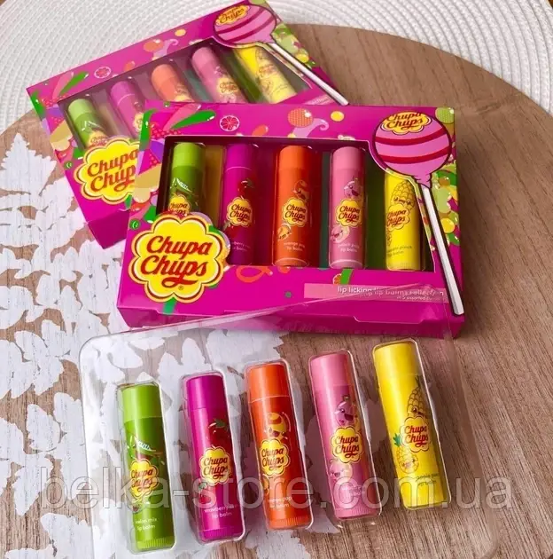 Набір бальзамів для губ Chupa Chups 5 шт, фото 1