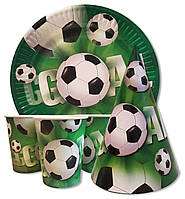 Набір для дитячого дня народження "Футбол" Тарілки -10 шт Стаканчики - 10 шт Ковпачки - 10 шт