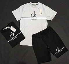Костюм CALVIN KLEIN Black White Футболка + шорти кільвін кляйн комплект XL (52)