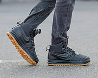 Зимові Кросівки Nike Lunar Force 1 Duckboot 17 Black Orange / Найк Лунар Форс 1 Дакбут 17 Чорні Хутро