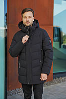 Удлиненная зимняя мужская куртка Black Vinyl C23-2253C
