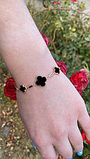 Позолочений срібний браслет Конюшина Кліф з Оніксом DARIY 109/13.9R(з/в бр 16-21см), фото 3