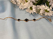 Позолочений срібний браслет Конюшина Кліф з Оніксом DARIY 109/13.9R(з/в бр 16-21см), фото 4