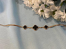 Позолочений срібний браслет Конюшина Кліф з Оніксом DARIY 109/13.9R(з/в бр 16-21см), фото 5