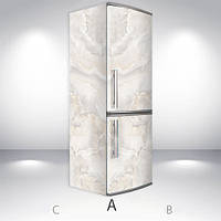 Наклейки на холодильник виниловая, текстура под мрамор, 180х60 см - Лицевая+Левая(А), с ламинацией