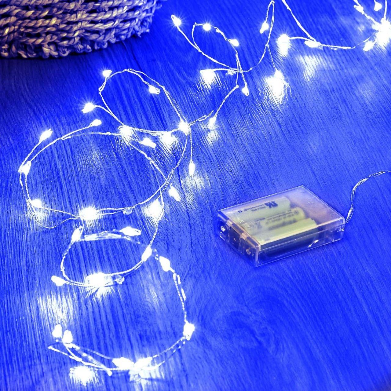 Світлодіодна LED Гірлянда 5м на батарейках | Синій