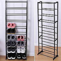 Полка для обуви на 30 пар Amazing Shoe Rack 130х50х16см Черная / Органайзер для обуви