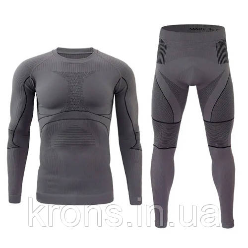 Термобілизна чоловіча Lesko A202 Gray 2XL спортивна еластична повітропроникна з відведенням вологи осінь-зима, фото 1