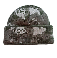 Шапка зимняя вязаная с отворотом Пиксель, полушерстяная тактическая шапка, размер универсальный