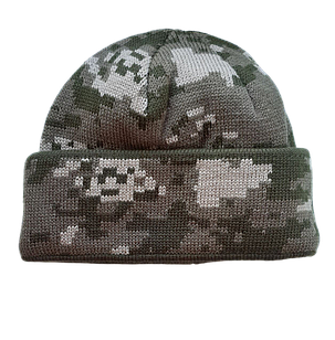 Шапка зимова в'язана з відворотом Піксель, напіввовняна тактична шапка, розмір універсальний