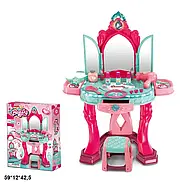 Трюмо зі стільчиком (світло, звук, стільчик, косметика, фен, потрійне дзеркало, аксесуари. 008-989, фото 4