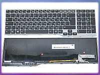 Клавиатура для Fujitsu Lifebook E753, E754, E756, E554, E556, CP629312-03 ( RU Black, Gray Frame с подсветкой