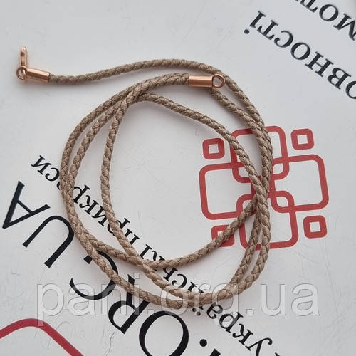 Шнур із золотою застібкою ювелірний коричневий на шию під кулон або підвіску