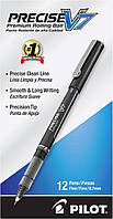 Набор черных ручек 12 шт Pilot Precise V7 Rolling Ball, Extra Fine 0.7 мм ( 35346)