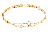 Браслет Xuping Позолота 18K "Декоративный узор с сердечками-замочками" длина с доп. замком 17,19см х 3-5мм