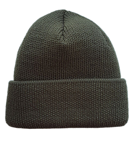 Шапка зимова в'язана з відворотом Олива, напіввовняна тактична шапка, розмір універсальний