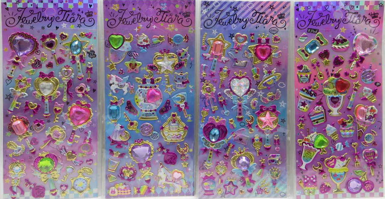 Набір наклейок об'ємних "Великі стрази" 20.5*9см, в пакуванні 12шт, фото 1